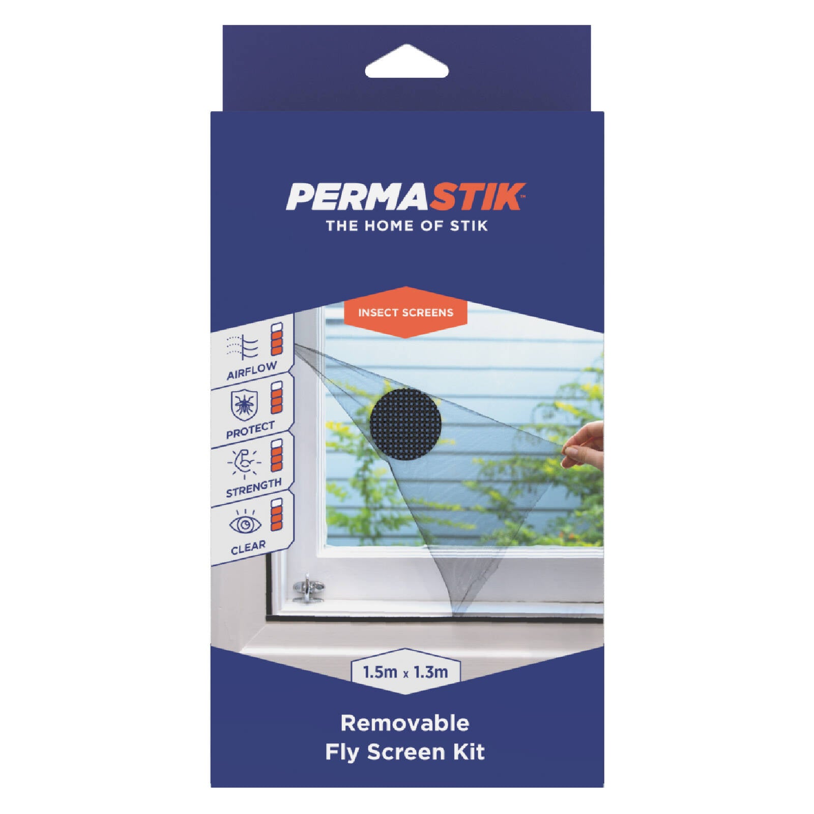 Permastik 1.5m x 1.3m Black Removable Insect Screen Kit - Polyester