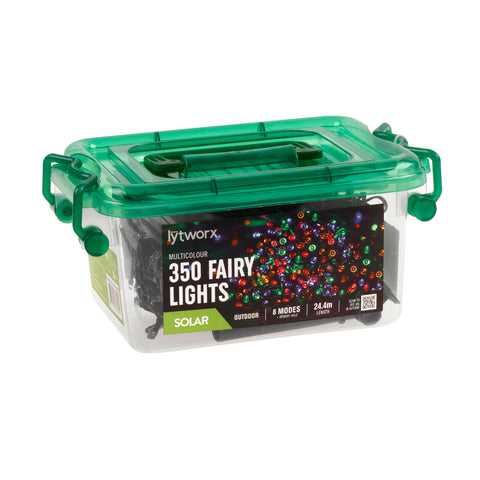 Lytworx Multicolour Solar Fairy Lights, 24.4m, 350 LED, 8 Modes, Outdoor - 350 Pack