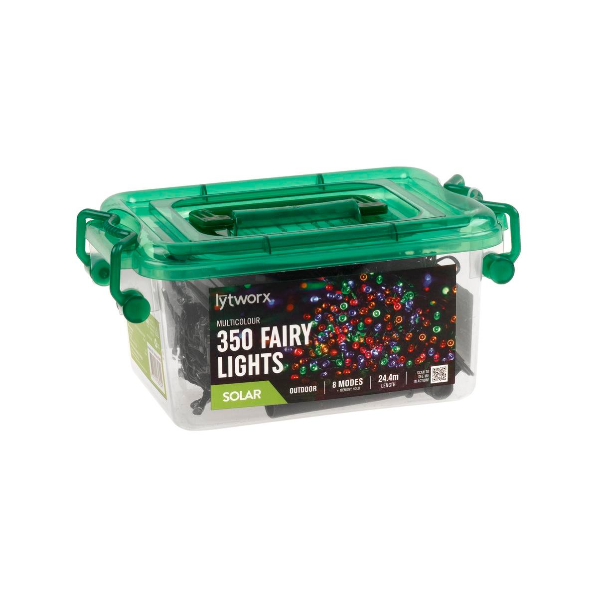Lytworx Multicolour Solar Fairy Lights, 24.4m, 350 LED, 8 Modes, Outdoor - 350 Pack
