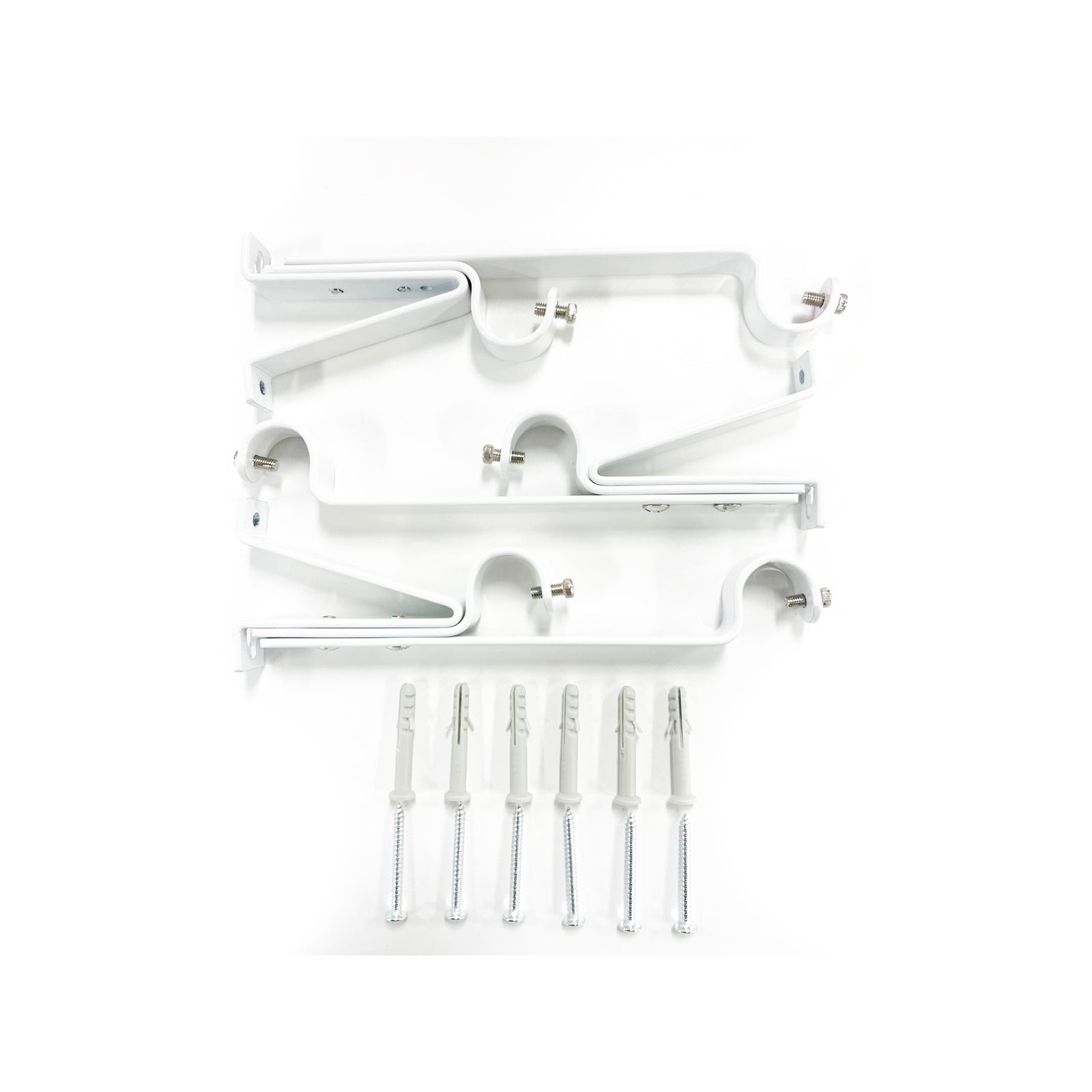 Windoware 16-22mm White Double Curtain Rod Bracket, 3 Pack
