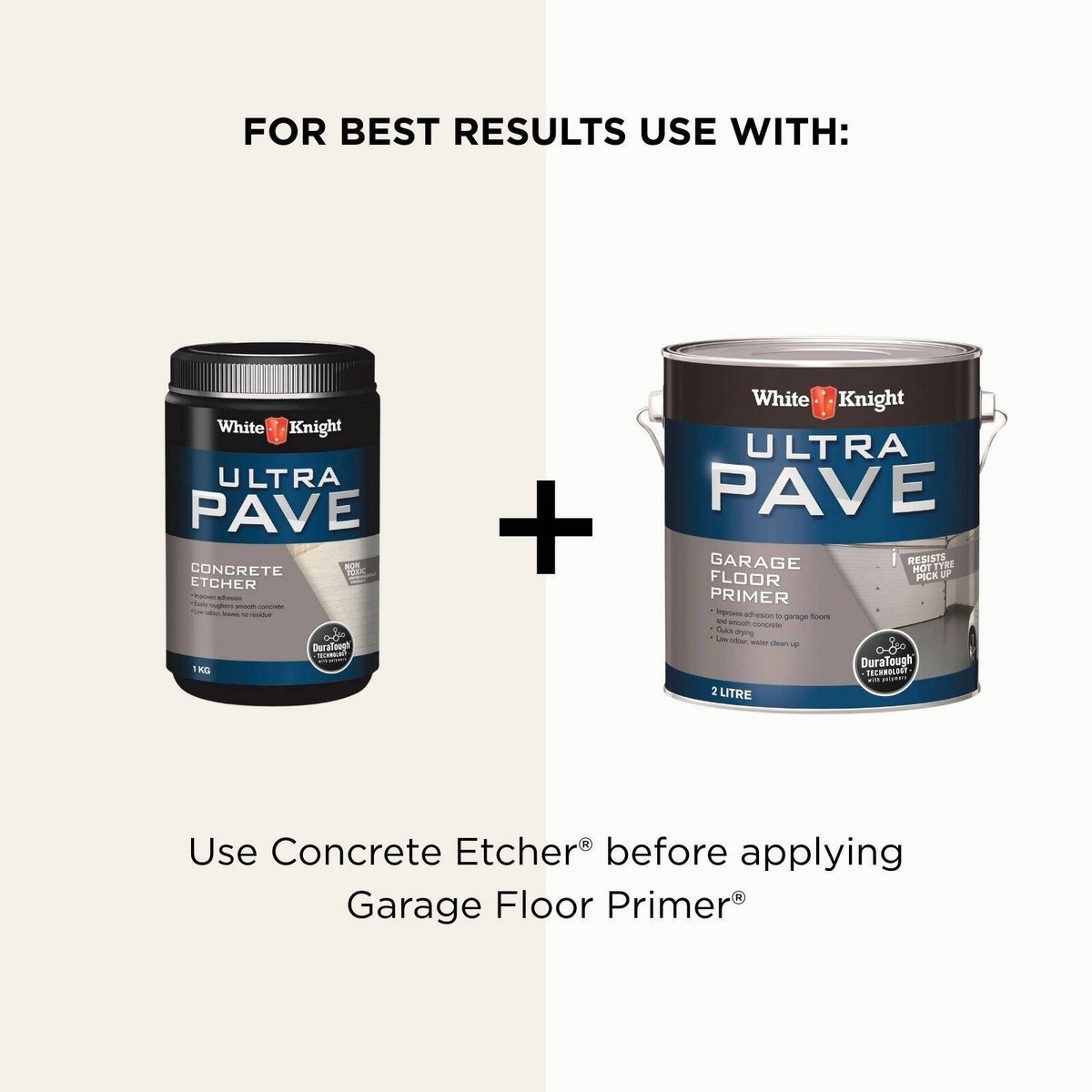 White Knight Ultra Pave 2L Garage Floor Primer - Water Based, for Concrete Floors & Driveways
