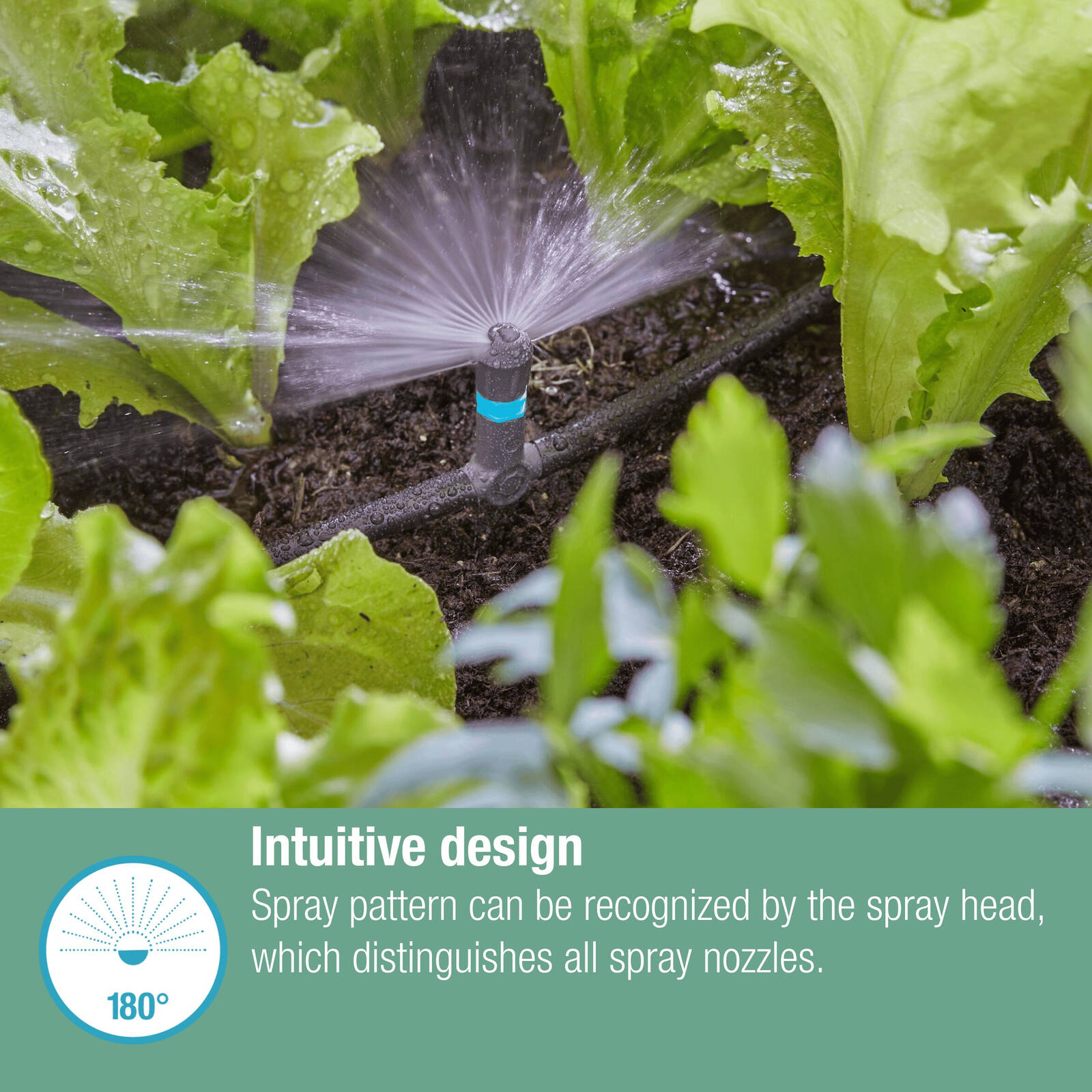 GARDENA 180 Degree Micro Irrigation Spray Nozzle 5 Pack Black/Turquoise