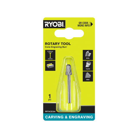 Ryobi 6.4mm Cone-Shaped Engraving Burr for Rotary Tools