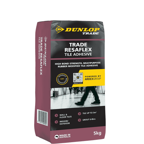 Dunlop Trade 5kg Resaflex Rubber Modified Tile Adhesive - Indoor/Outdoor