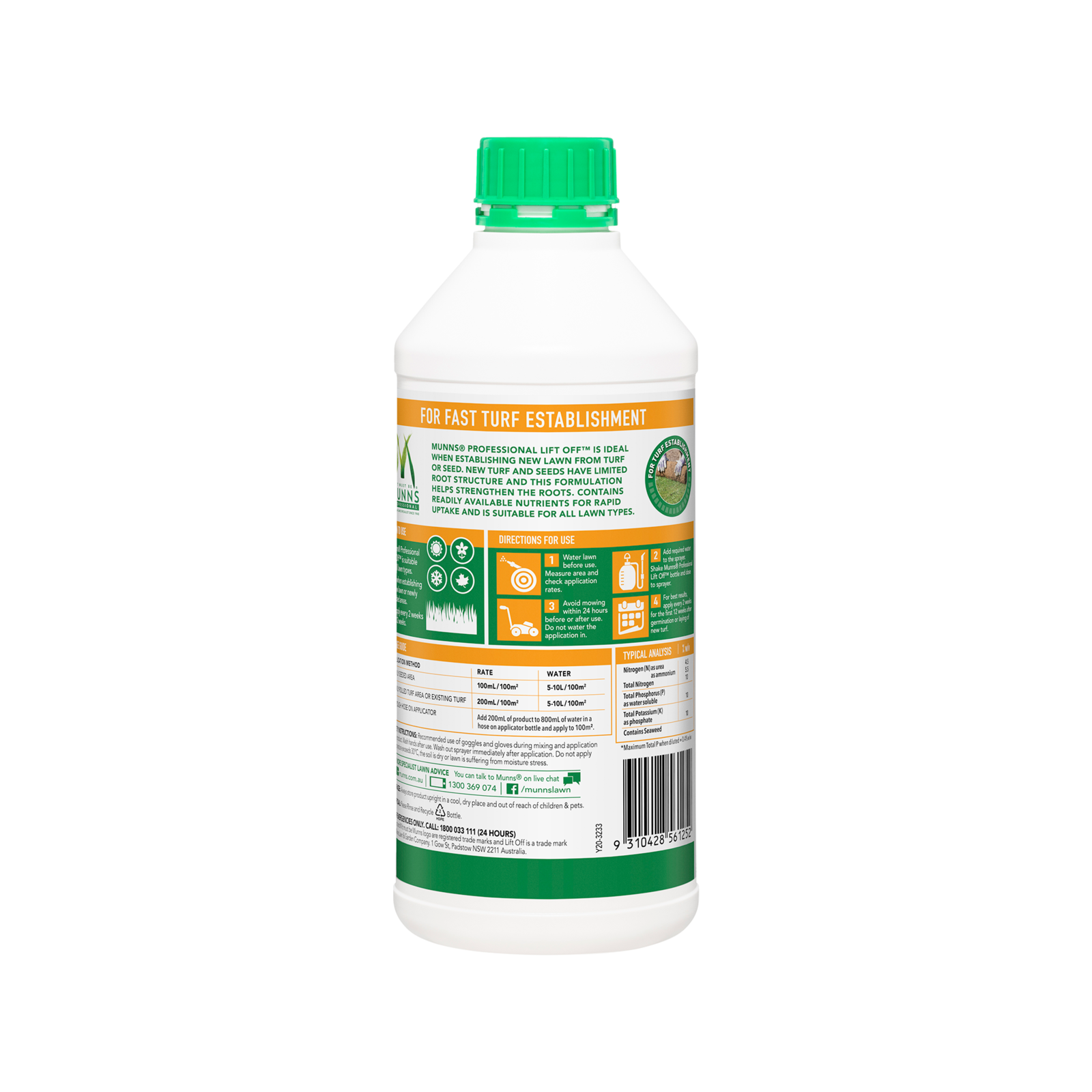 Munns Professional 1L Lift Off Liquid Lawn Fertiliser Concentrate