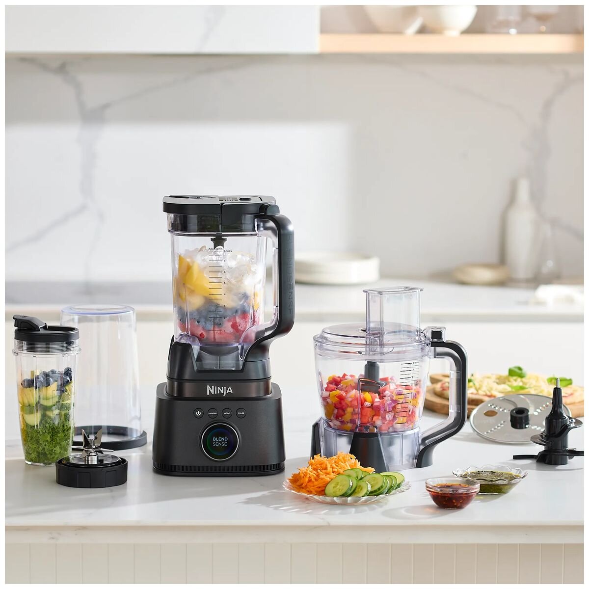 Ninja Stealth IQ Kitchen System Blender and Food Processor - 800W, Auto-iQ Programs, Black - QX401