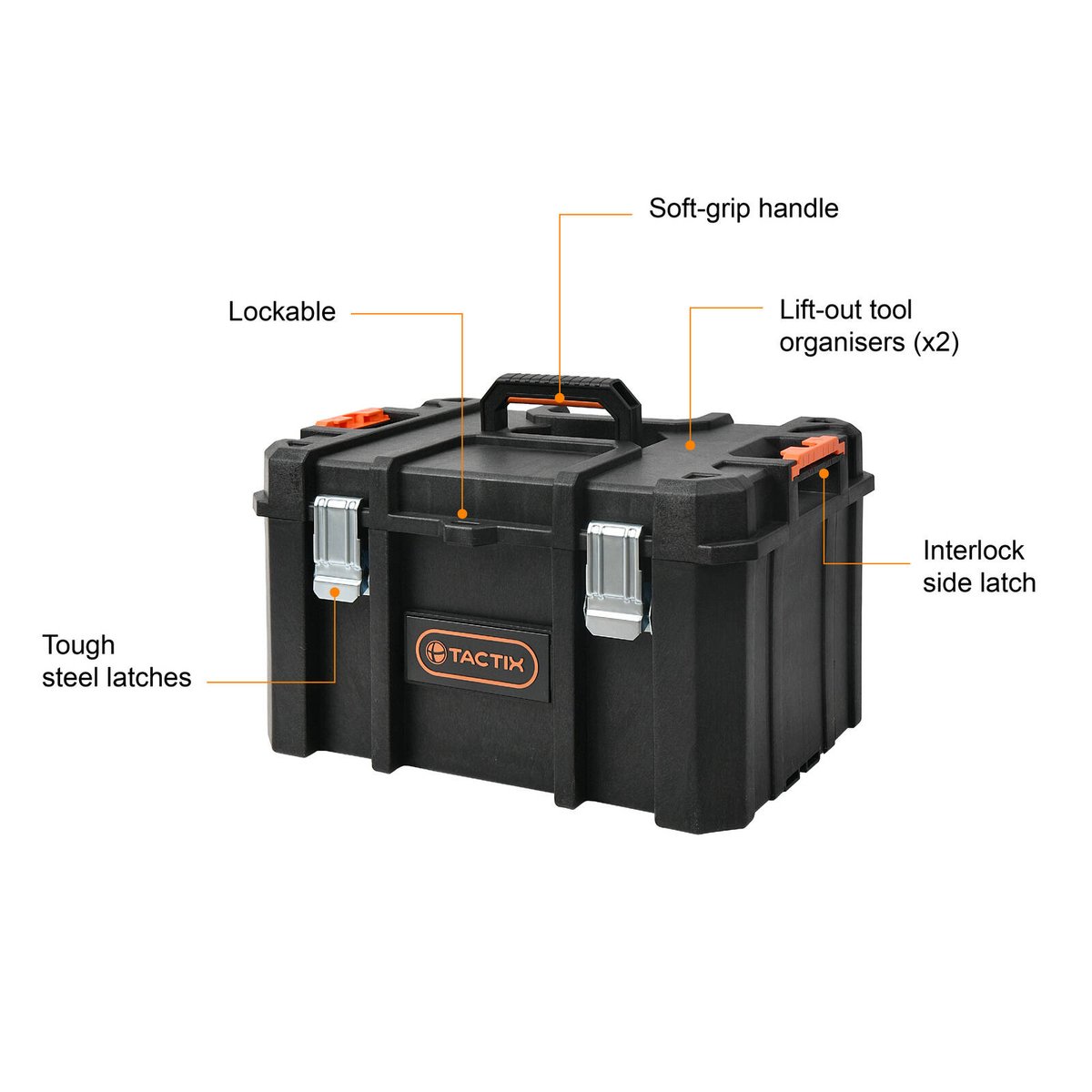 Tactix Modular Deep Tool Chest, 528mm Black Steel, Lockable