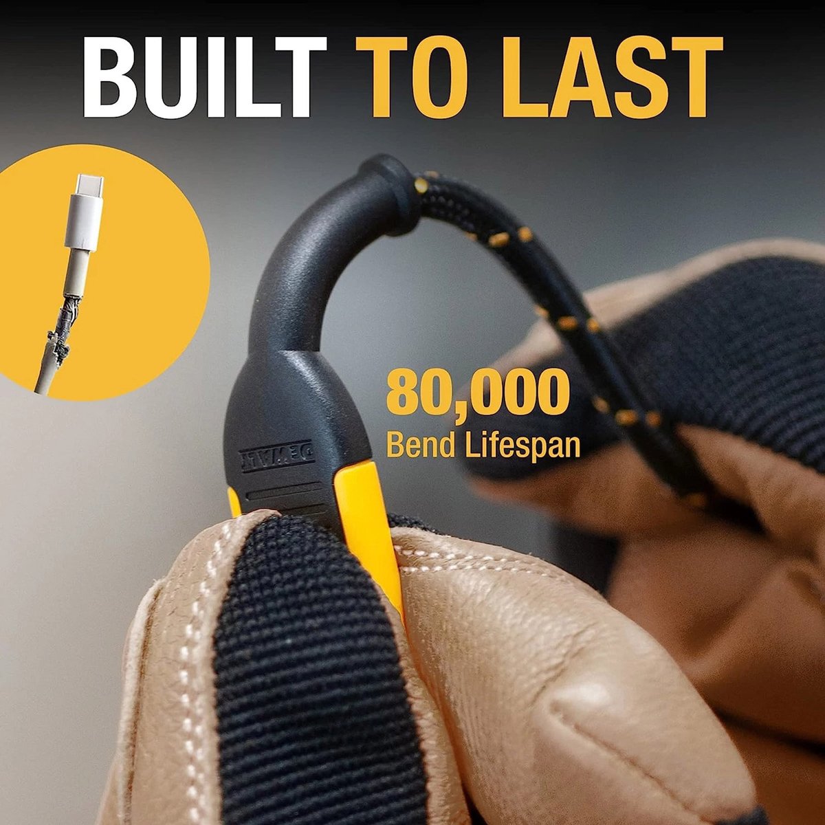 DeWALT 3M USB-C to USB Charging Cable, Kevlar Reinforced 1311349DWE