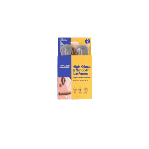 Monarch 160mm 9mm Nap High Density Foam Gloss & Smooth Mini Rollers 2 Pack