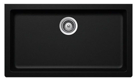 Abey Schock Signus large undermount single bowl sink 790mm - black Magma, plug and waste included - N-100XLYB