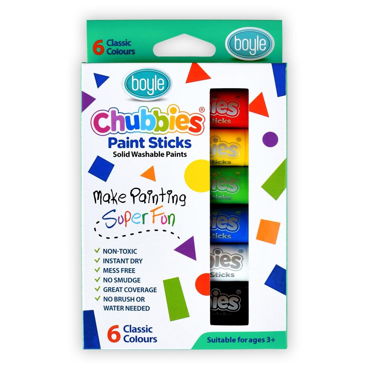 Boyle Classic Colours Chubbies Paint Sticks Indoor 6 Pack