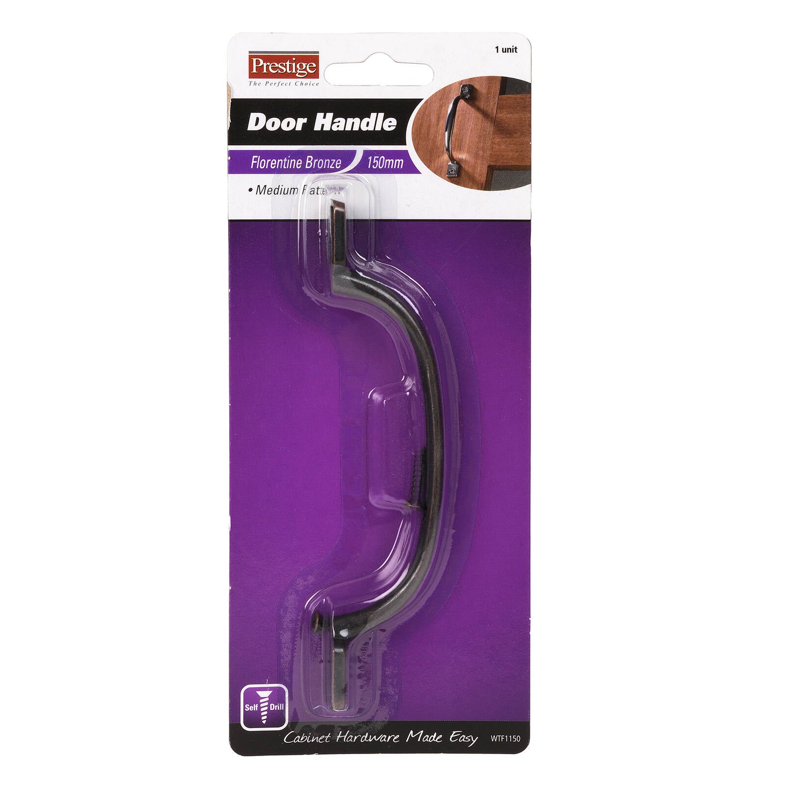Prestige 130mm Florentine Bronze Zinc Alloy D Shape Door Handle
