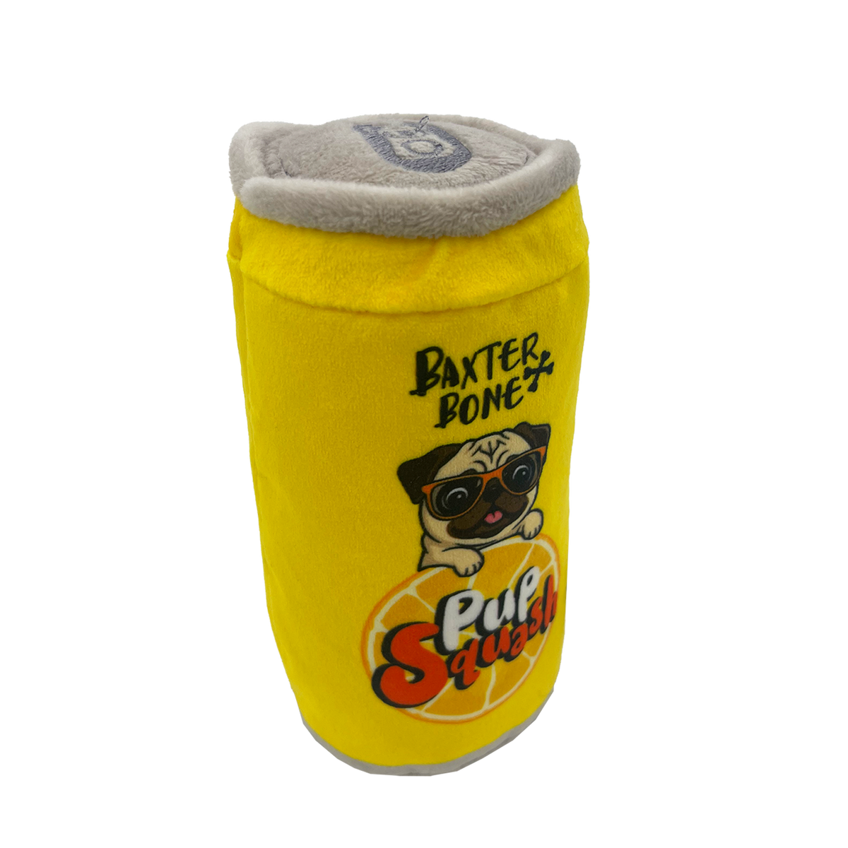 Baxter Bone Pup Squash Soda Can Pet Toy - Plush - 60mm x 140mm - Squeaker - SuperSaverAU - view 3