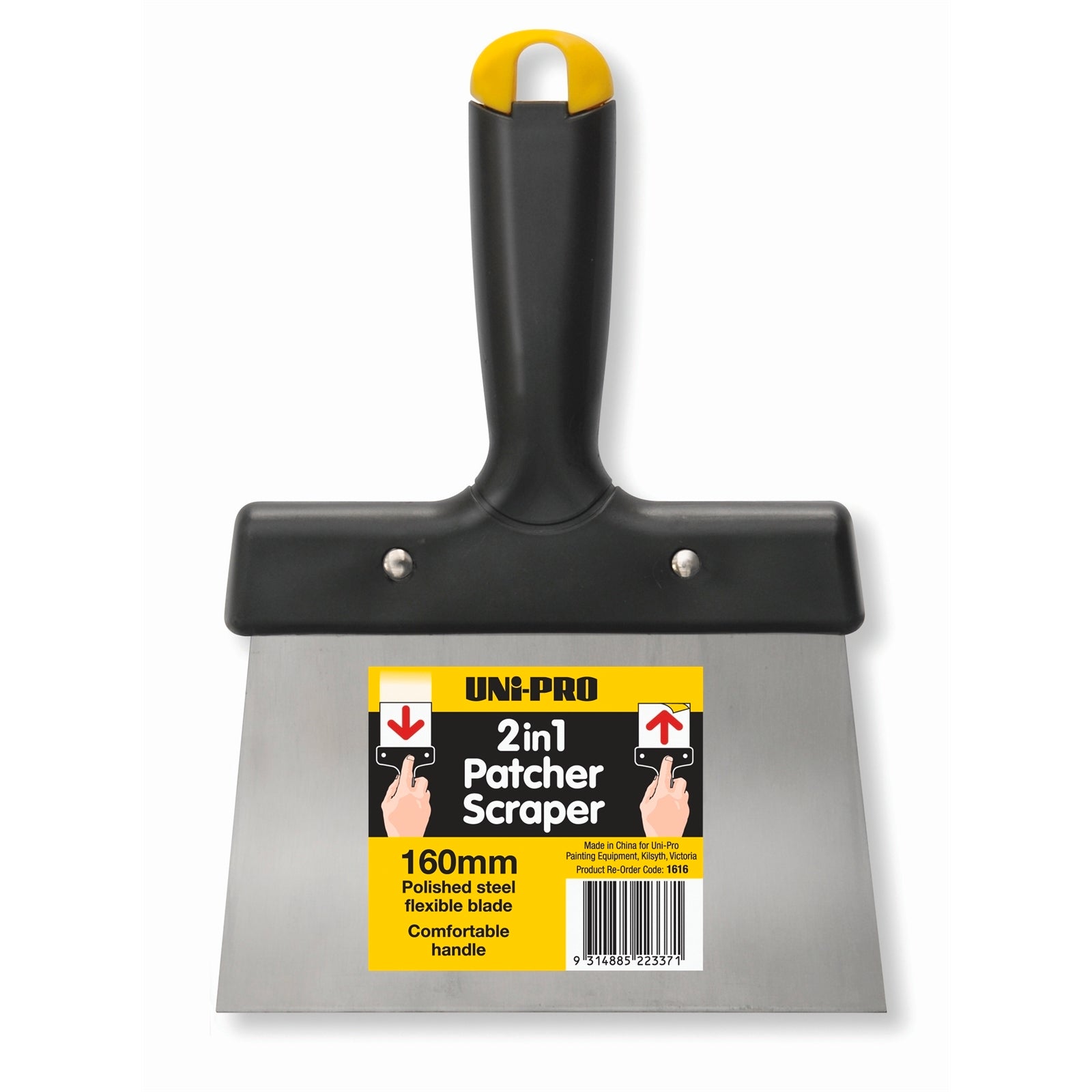Uni-Pro 160mm 2 in 1 Patcher Scraper, Flexible Steel Blade for Patching & Scraping