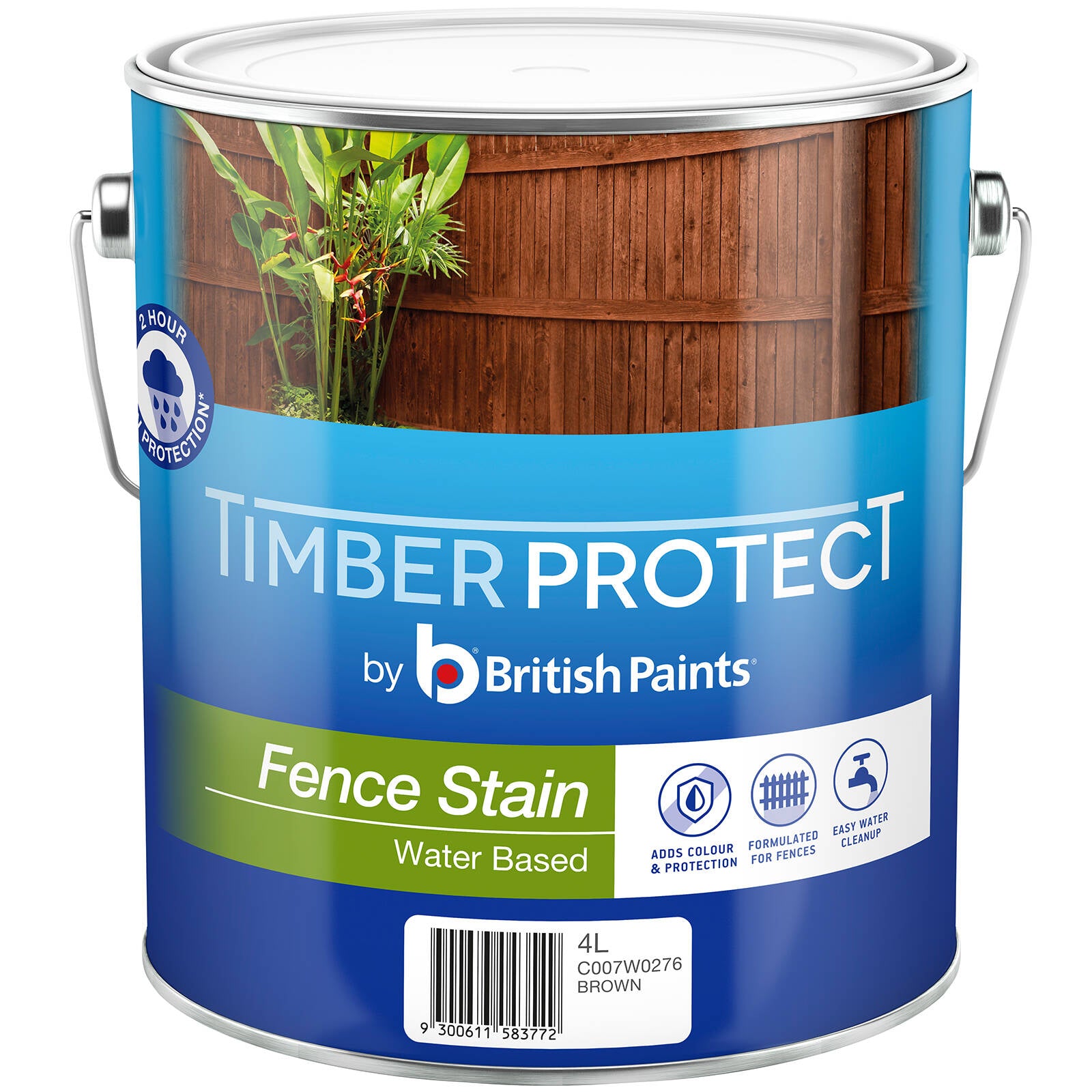Timber Protect 4L Brown Fence Stain Water Based UV Resistant Outdoor