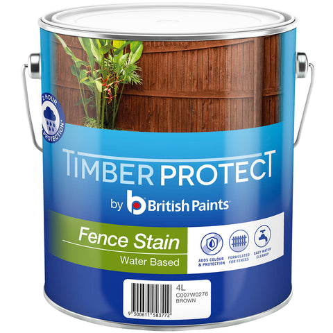 Timber Protect 4L Brown Fence Stain Water Based UV Resistant Outdoor