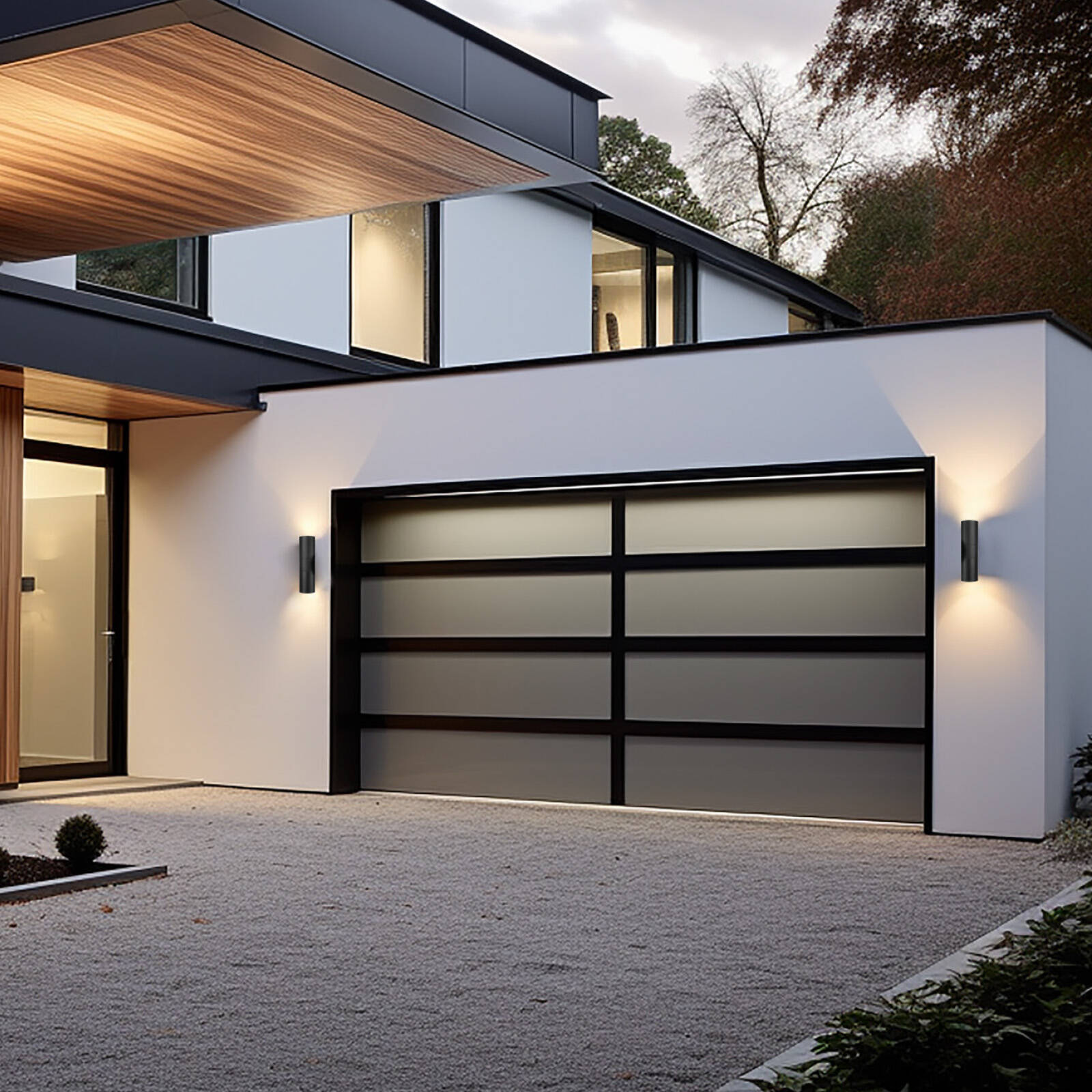 Brilliant Coolum Project Modern LED Twin Pack Wall Light Black 10W, Wall/Pillar/Post Mount, Outdoor 22586/06