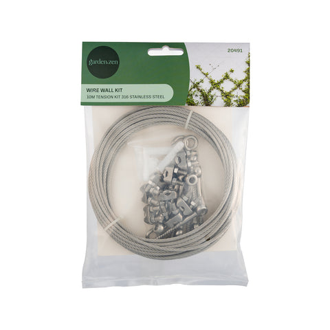 Garden Zen 316 Stainless Steel Tensioned Wire Wall Plant Trainer Kit 10m