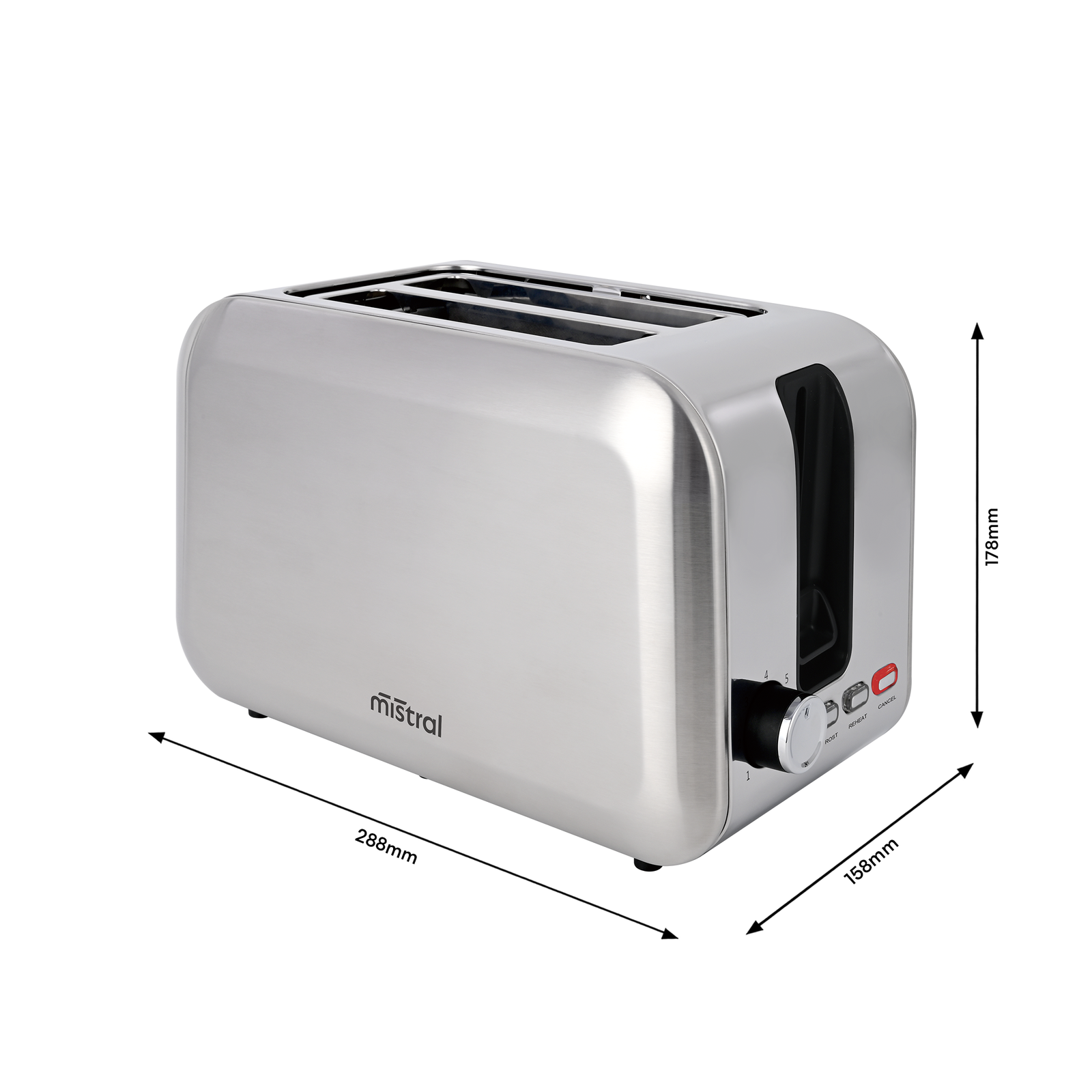Mistral 2 Slice Toaster Stainless Steel 750W BT337