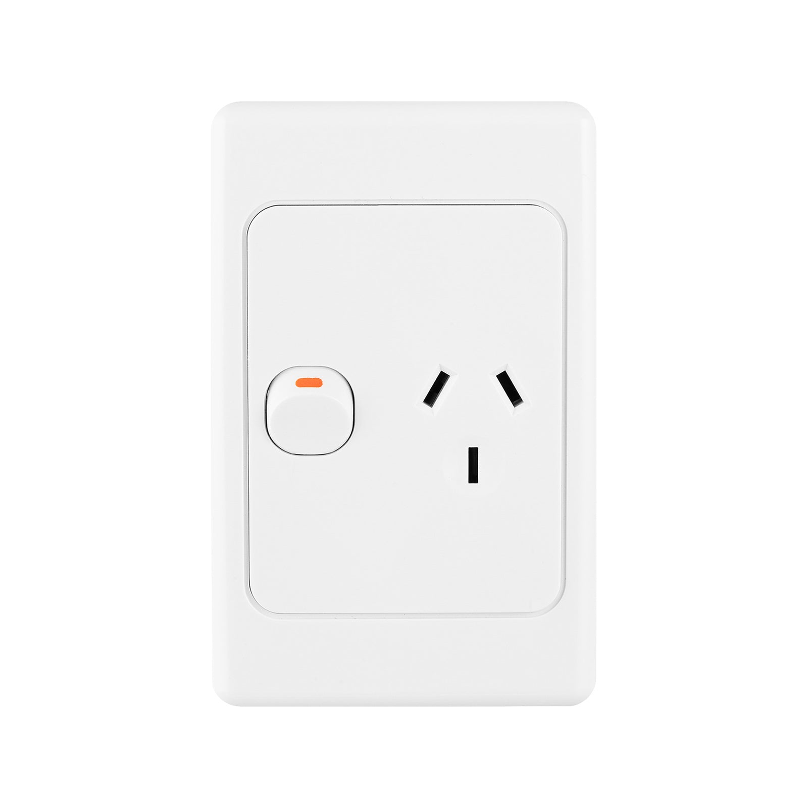 DETA Vertical Single Power Point, White Polycarbonate, 240V 10A, Architrave