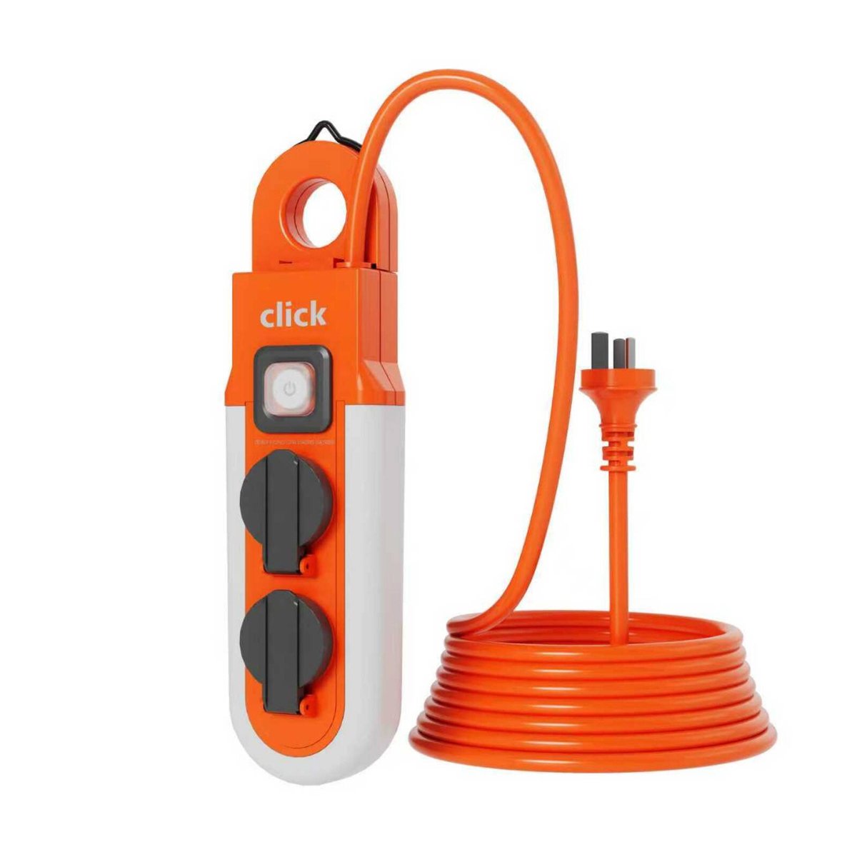 Click 2 Outlet Power Socket Light with Hanger CWPPB20 10A 2400W 5m Lead
