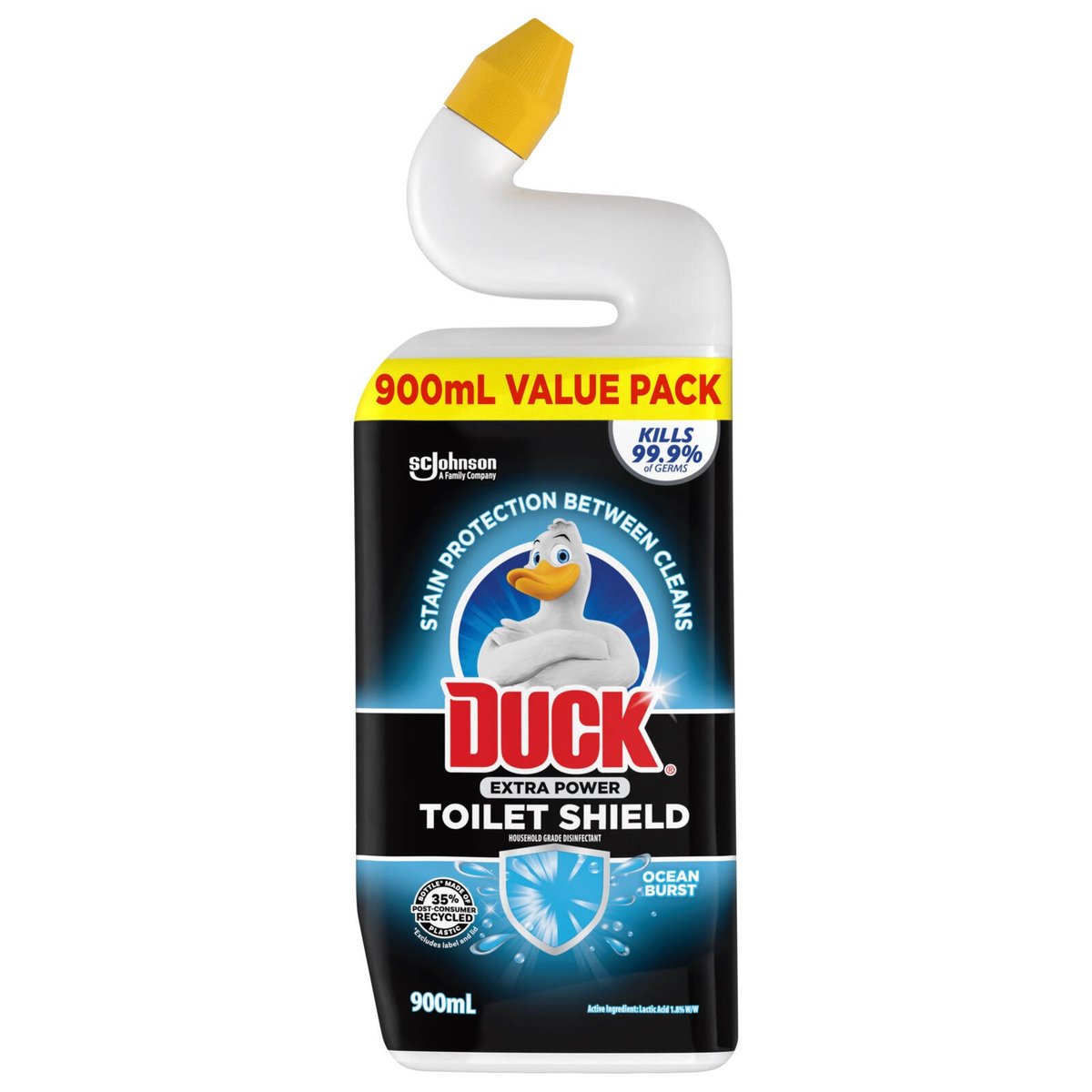 Duck Extra Power Toilet Shield 900ml Ocean Burst, Under-Rim Cleaning Gel
