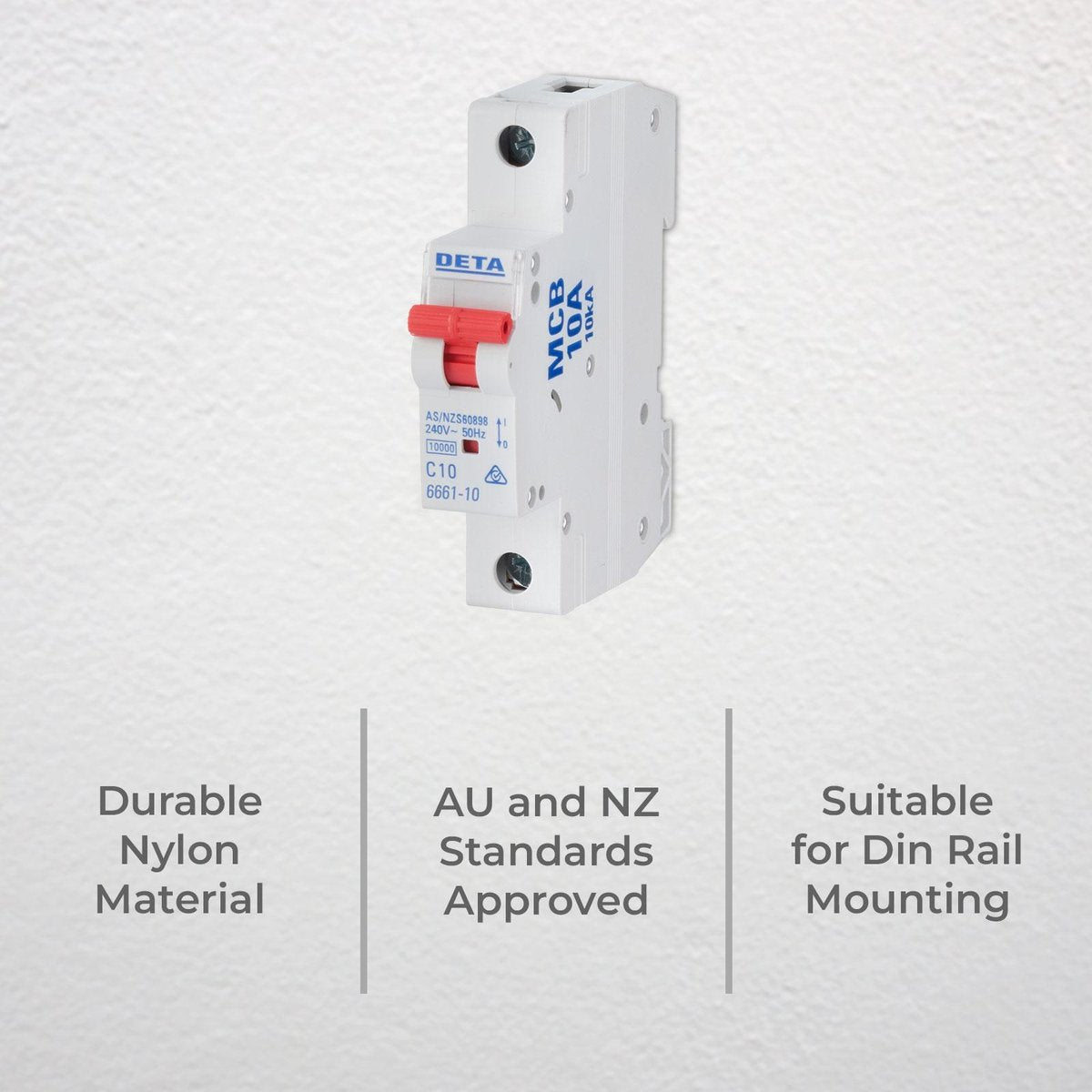 DETA 10A 1 Pole 240V DIN Rail Miniature Circuit Breaker 6661-10B