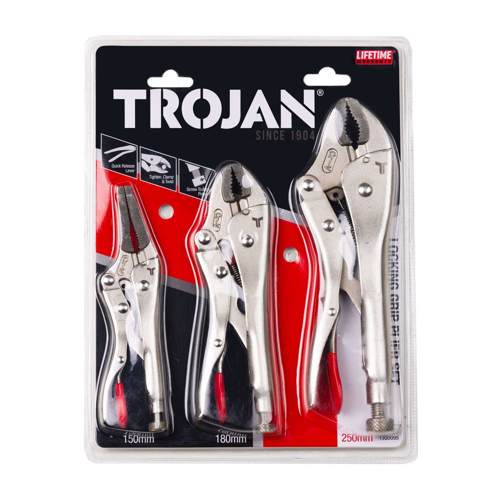 Trojan 3 Piece Locking Plier Set CRV
