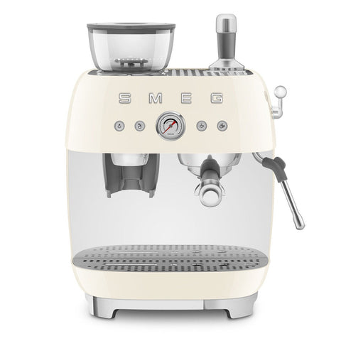 Smeg 50s Style Espresso Machine with Built-in Grinder - 20 Bar, Dual Thermoblock, Cream - EGF03CRAU