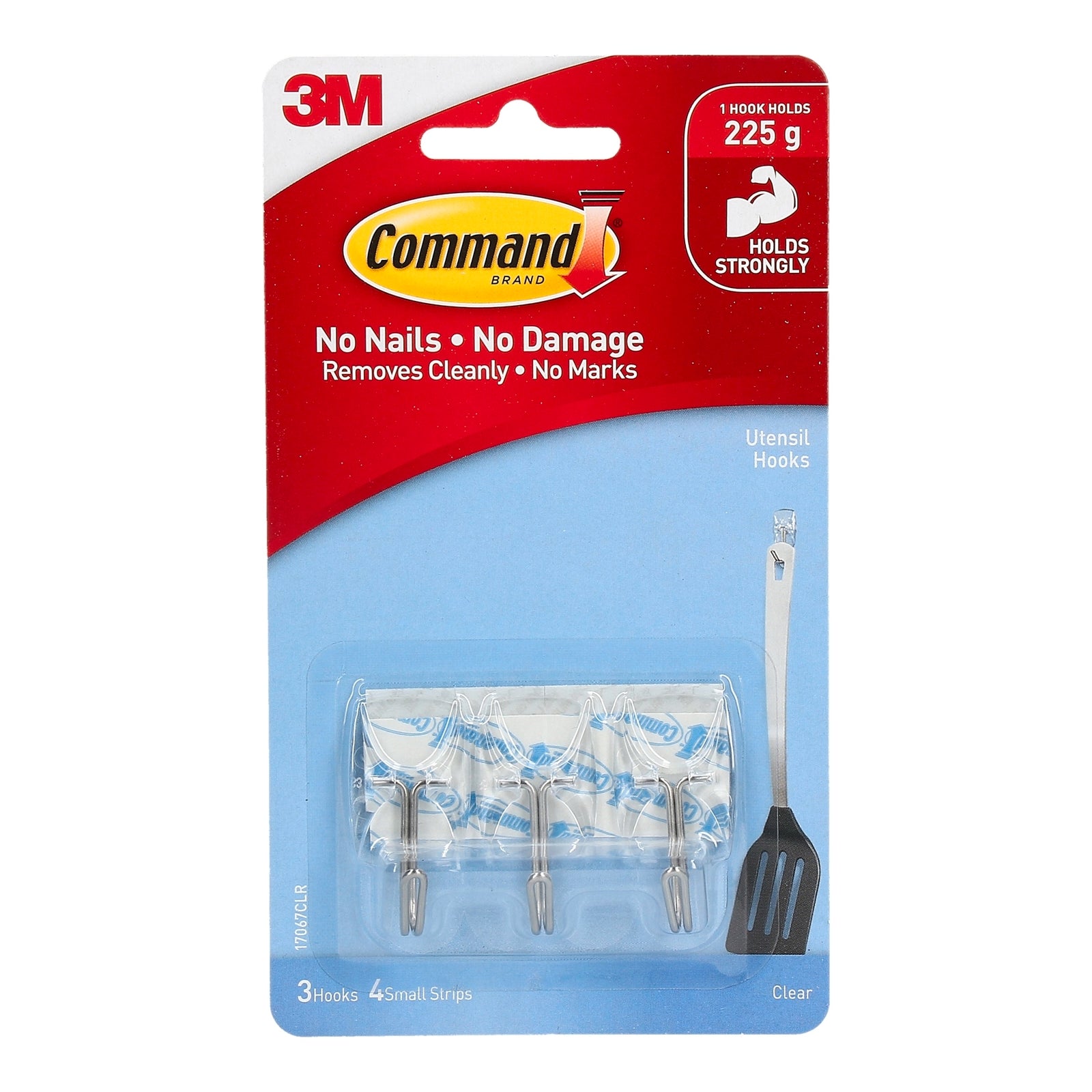 Command Small Clear Adhesive Utensil Hooks - 3 Pack, Damage-Free