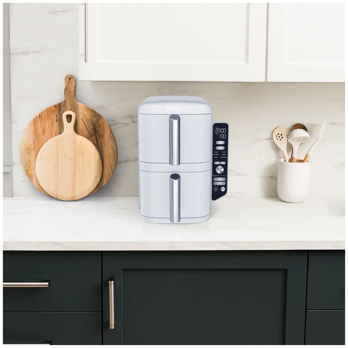 Ninja DoubleStack 9.5L Two Drawer Air Fryer - Stacked Design, Sync Function, White Finish - SL400WH