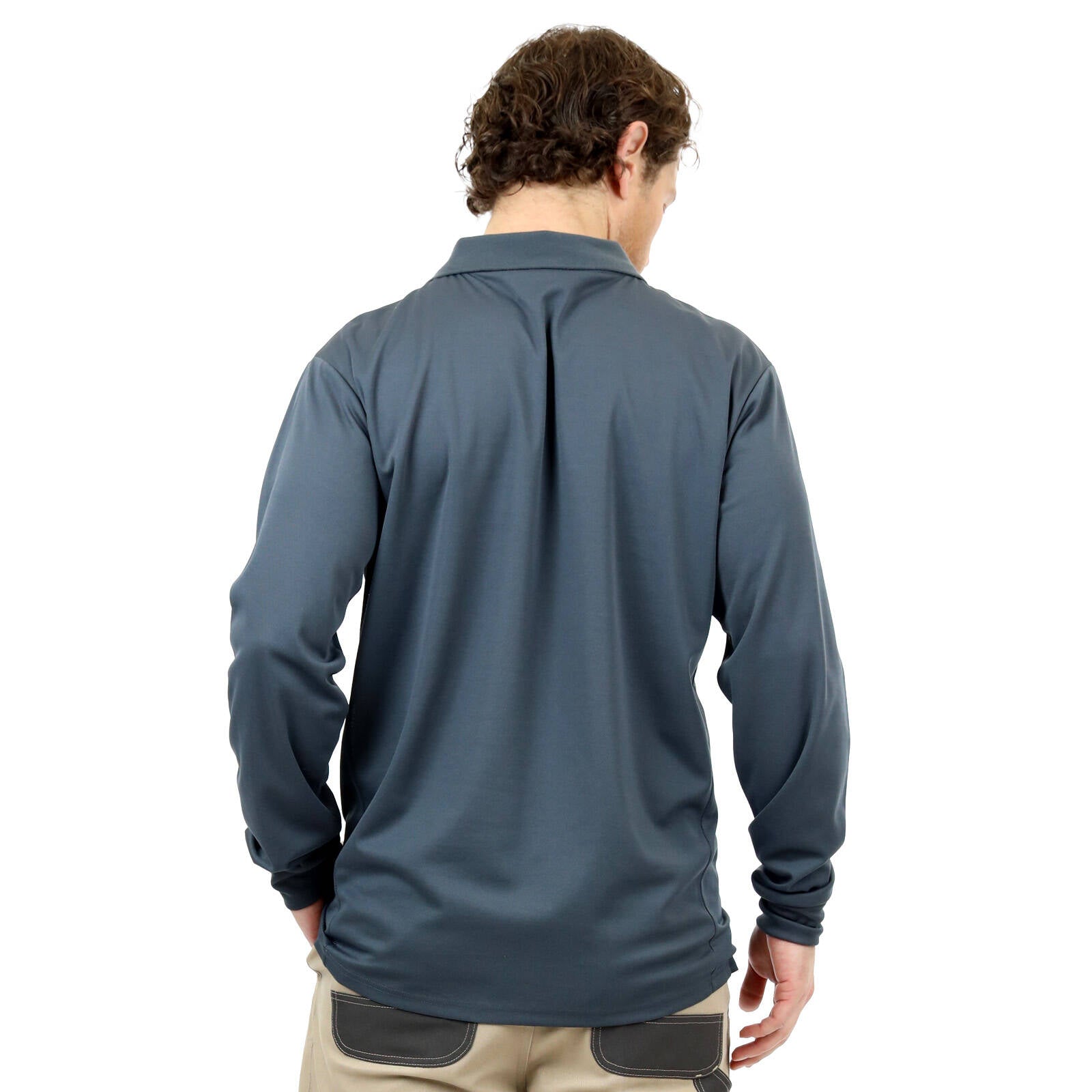 Citeco Men's Grey Dry Fit Long Sleeve Polo Polyester - Medium