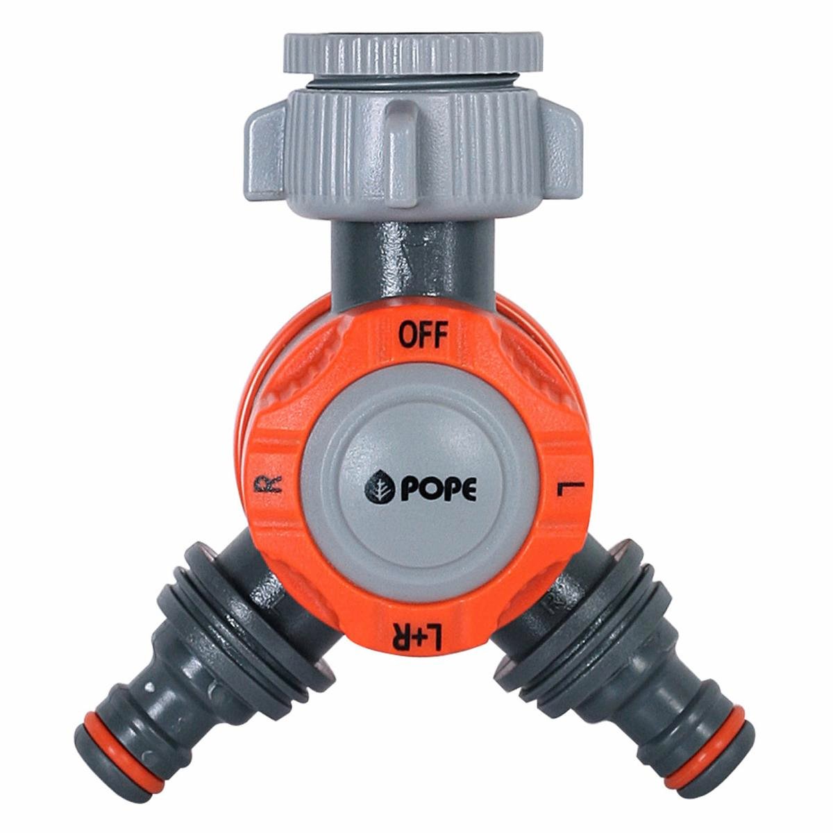 Pope Snap on Ez Dial 2 Way Tap Adaptor - Dual Outlet - 20mm/25mm - Grey/Orange - SuperSaverAU - view 1