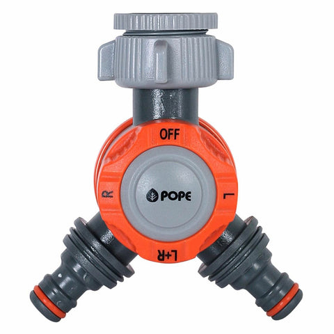 Pope Snap on Ez Dial 2 Way Tap Adaptor - Dual Outlet - 20mm/25mm - Grey/Orange - SuperSaverAU - view 1