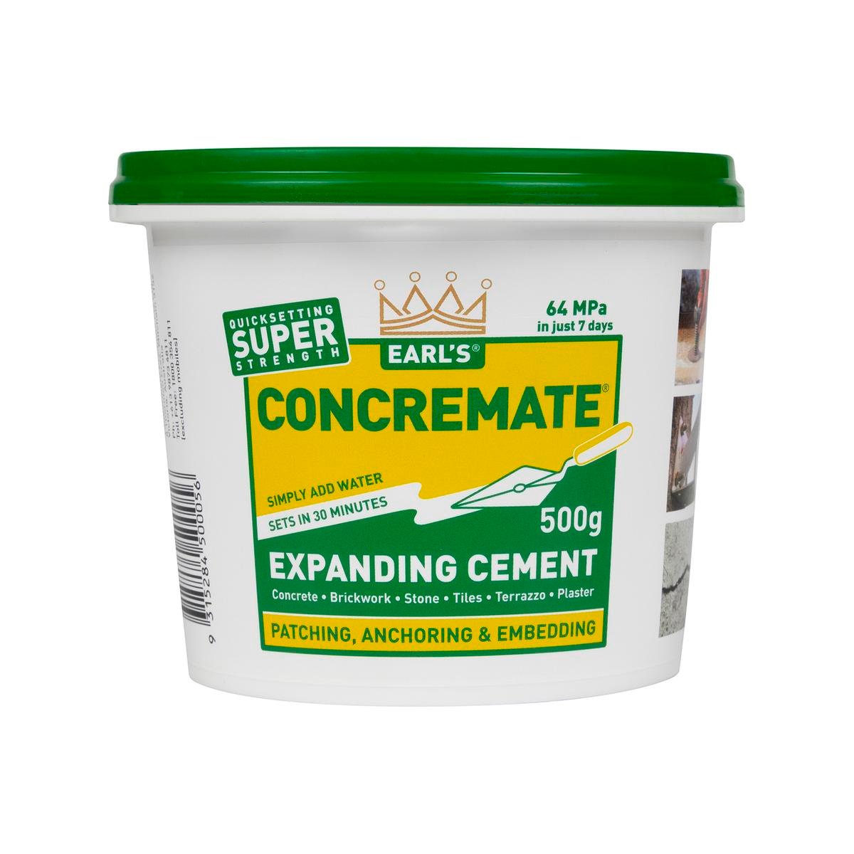 Earl's 500g Concremate Expanding Cement, Quick-Set Repair Powder, Outdoor