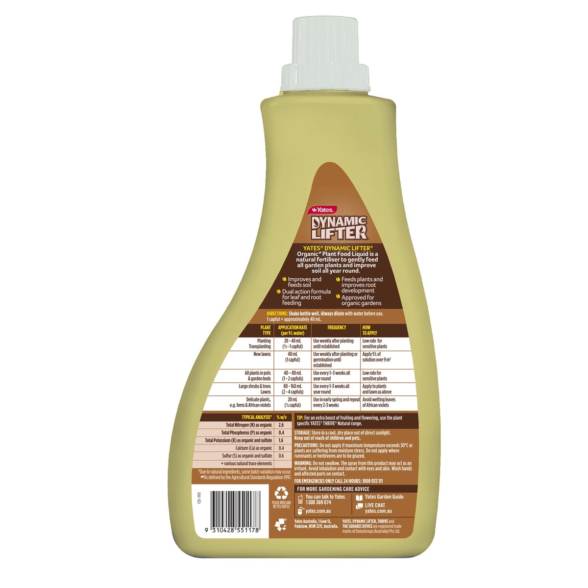 Yates Dynamic Lifter Organic Liquid Concentrate 1L
