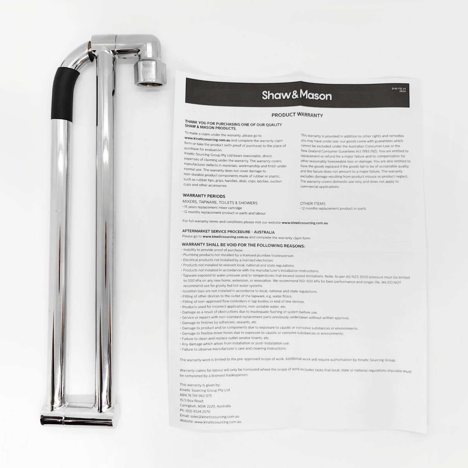 Shaw & Mason 600mm Chrome Swivel Laundry Arm - Lead Free Brass, 9L/min WELS 3 Star