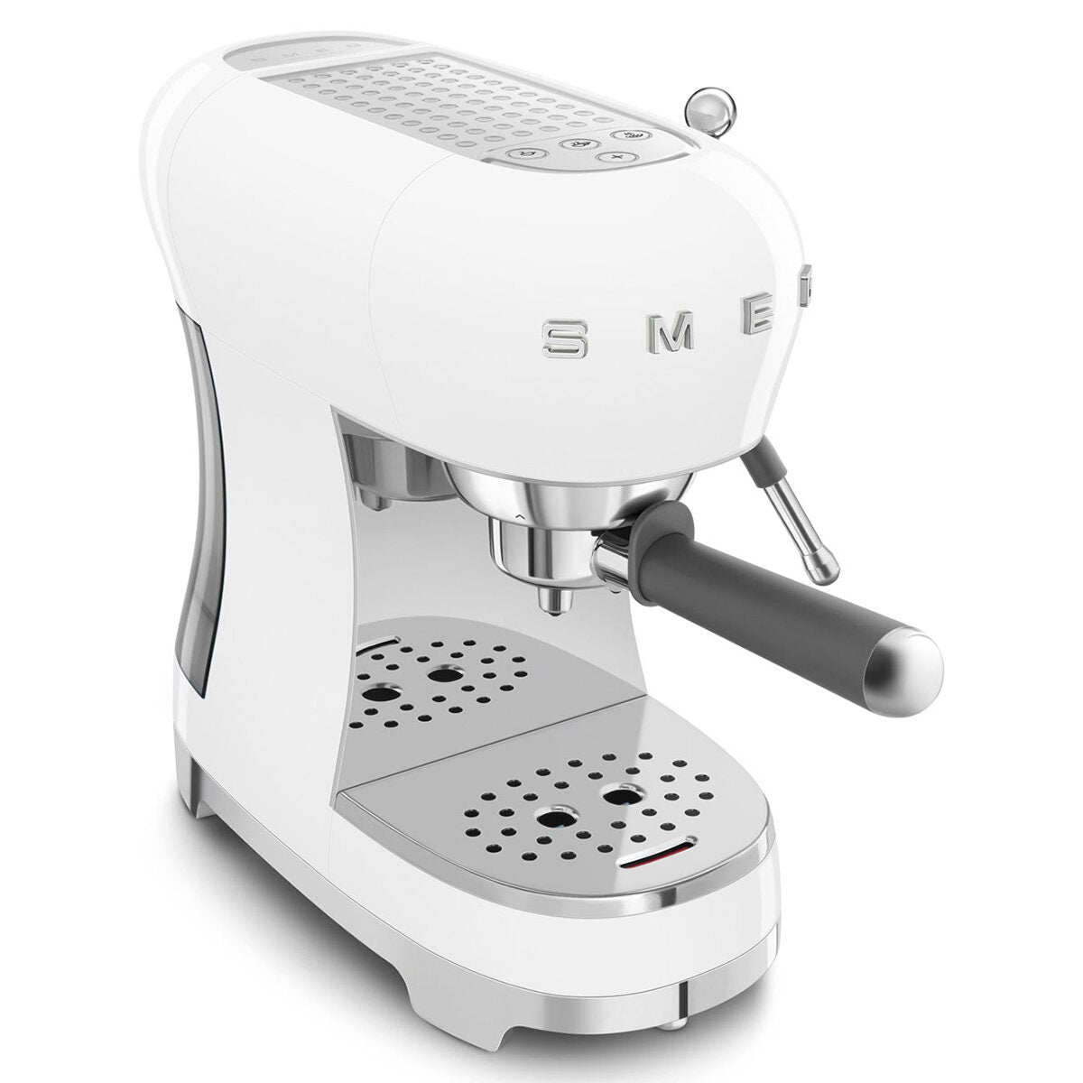 Smeg 50s Style Espresso Coffee Machine - 15 Bar, ThermoBlock, Steam Wand, White - ECF02WHAU