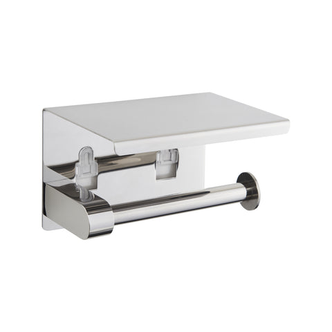 Naleon Adhesive Stainless Steel Toilet Roll Holder with Shelf, Chrome
