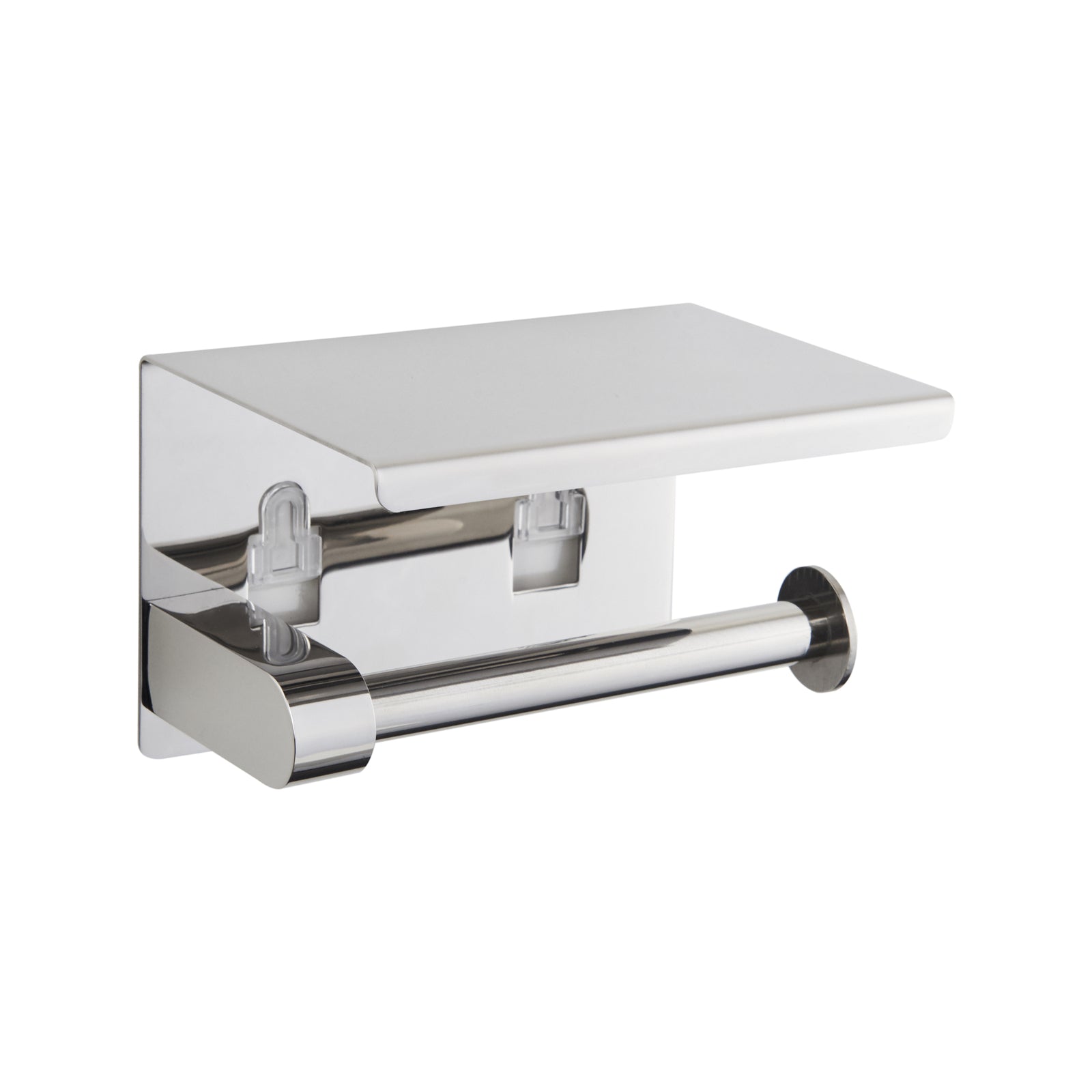 Naleon Adhesive Stainless Steel Toilet Roll Holder with Shelf, Chrome