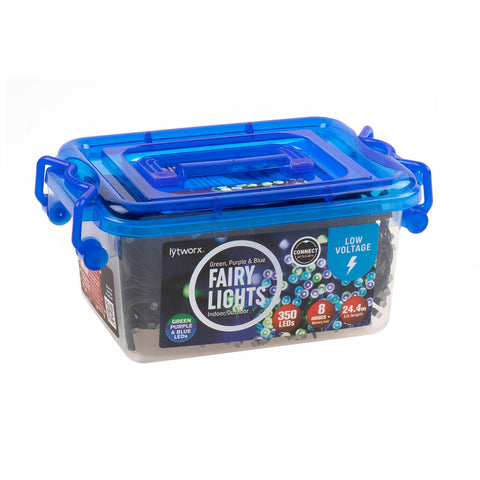 Lytworx 350 LED Green, Purple & Blue Low Voltage Connectable Fairy Lights, 24.4m