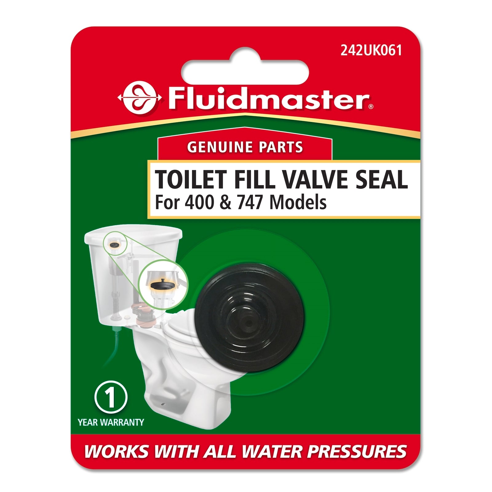 Fluidmaster Toilet Inlet Valve Replacement Seal Rubber Dark Green 30mm