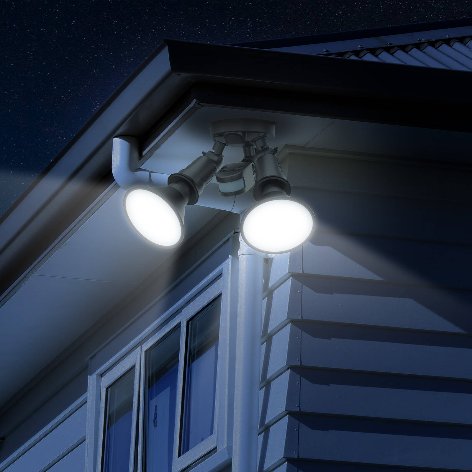 Arlec 30W Twin LED PAR38 Security Flood Light with PIR Motion Sensor, Timer, Dusk-to-Dawn MAL298P