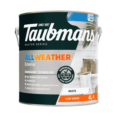 TAUBMANS 4L White Low Sheen Water Based Acrylic All Weather Exterior Paint