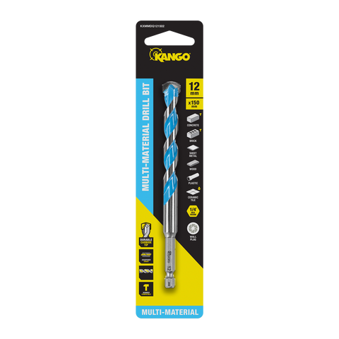 Kango 12 x 150mm Multi-Material Drill Bit - Carbide Tip, 1/4" Hex Shank