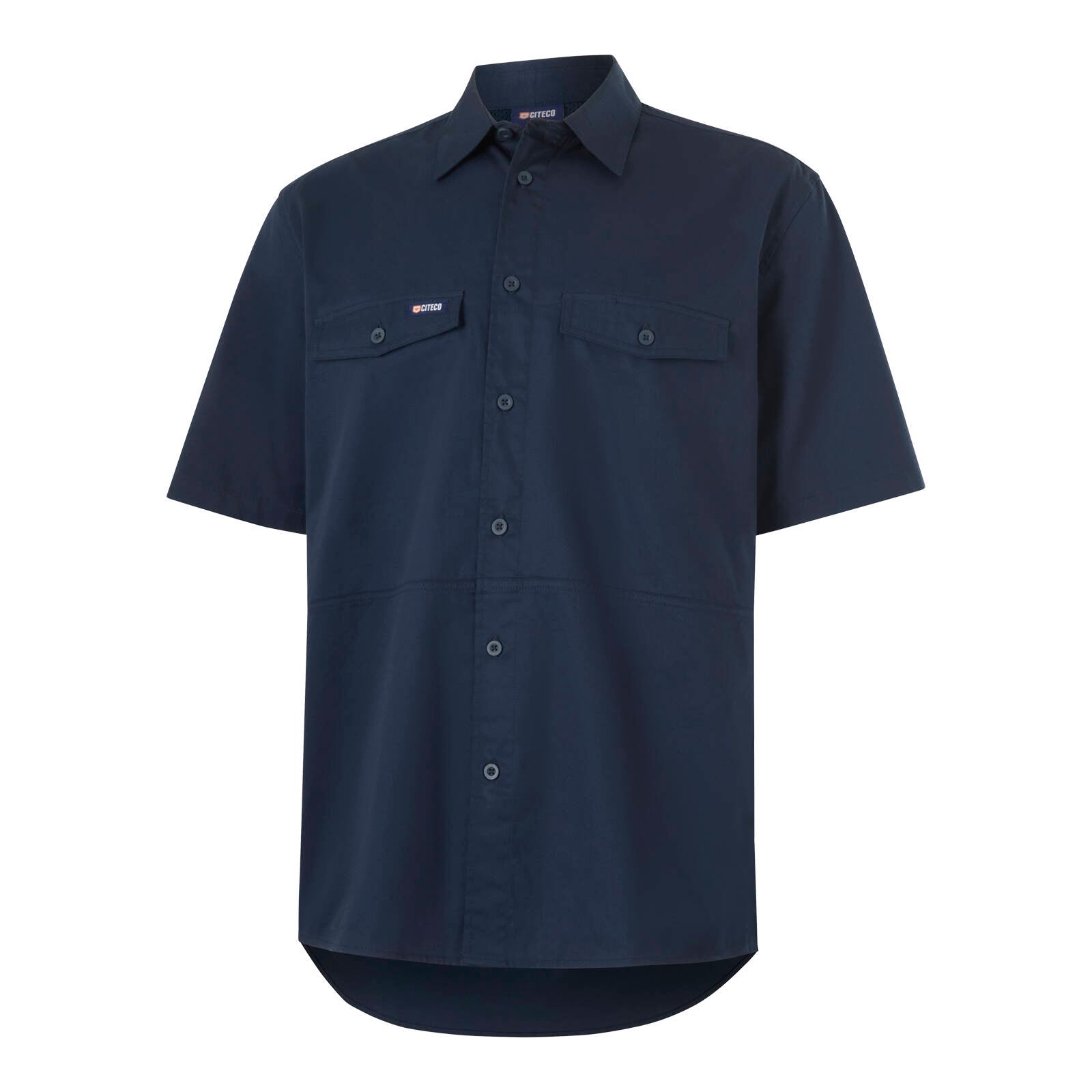 Citeco Men's Navy Short Sleeve Shirt - 100% Cotton, Size M