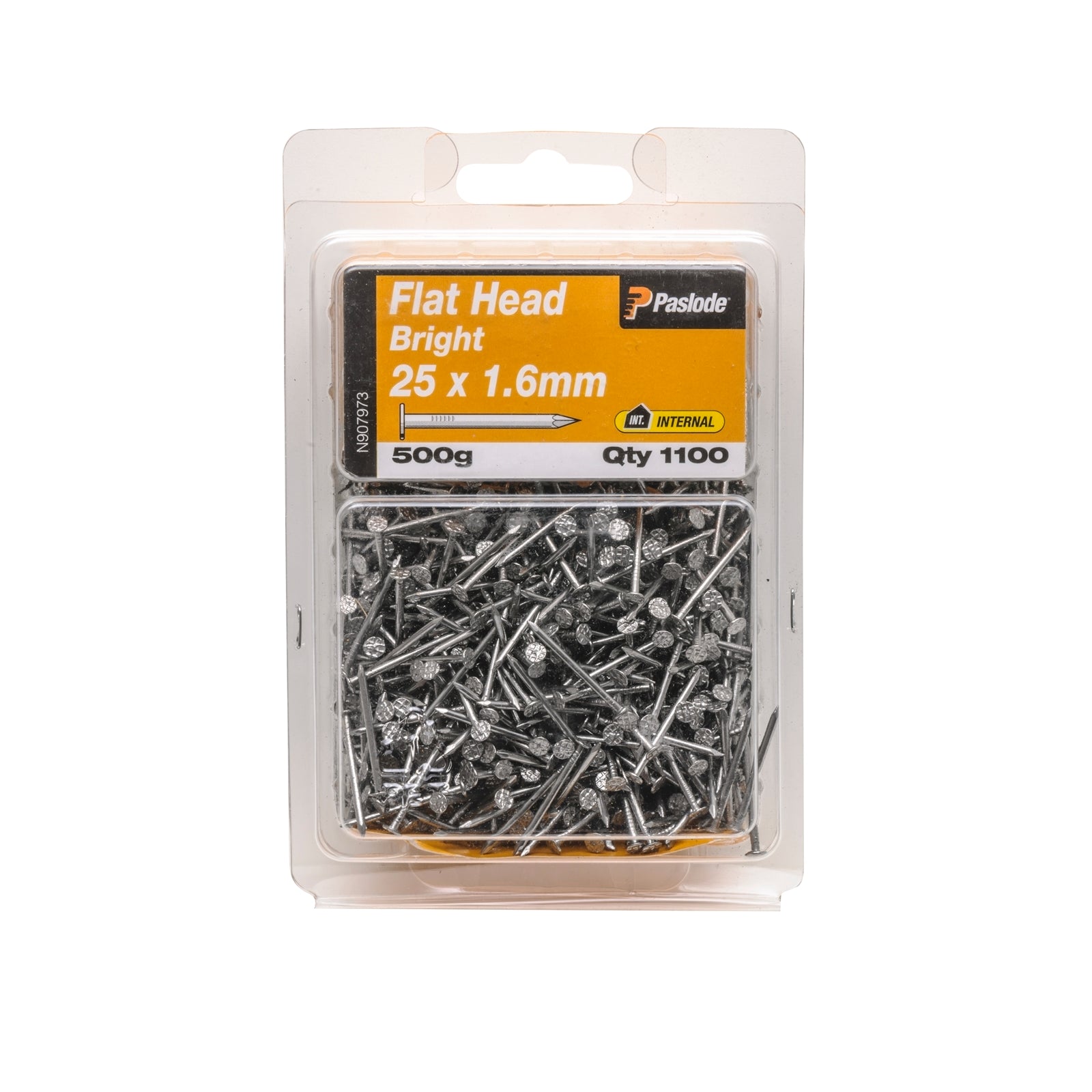 Paslode Bright Steel Flat Head Nails 25 x 1.6mm 500g - 1100 Pack