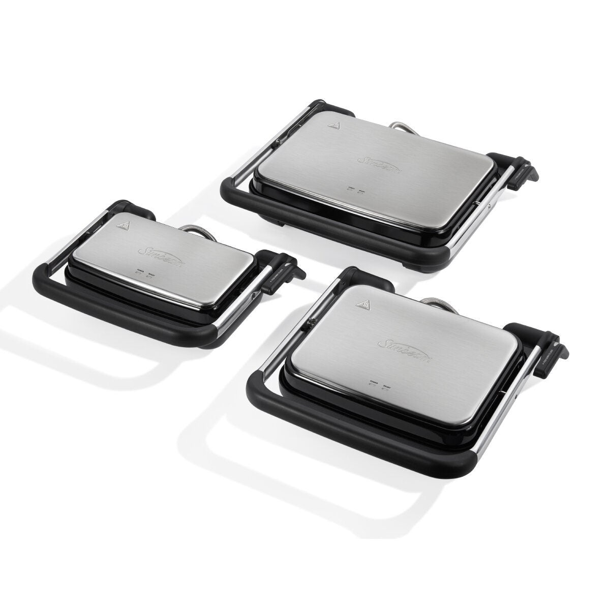 Sunbeam Cafe Style 6-Slice Sandwich Press & Maker - Ribbed & Flat Plates, 2400W, Stainless Steel - GRM7000SS