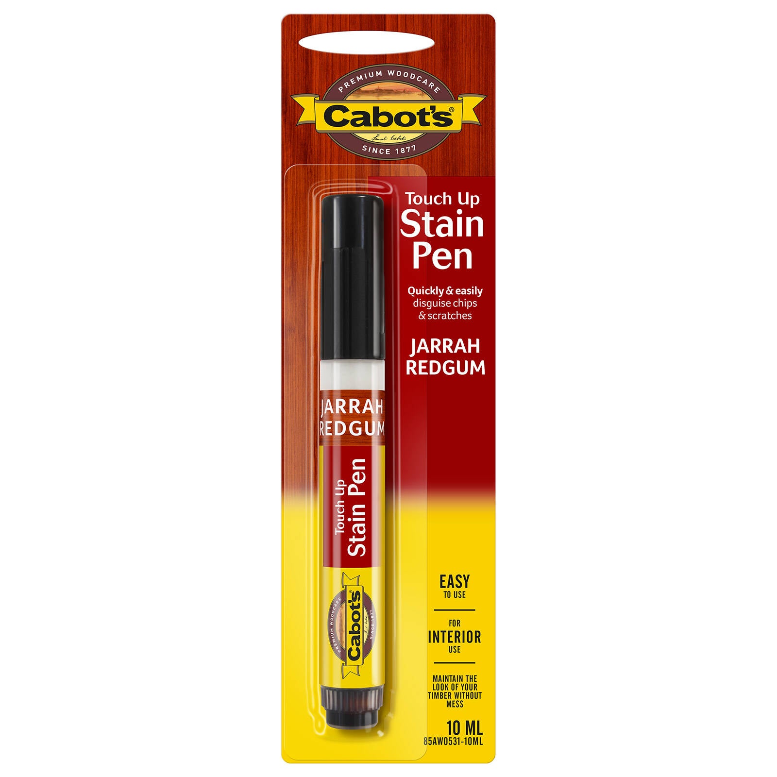 Cabot's 10ml Jarrah Redgum Touch Up Stain Pen, Satin UV-Resistant & Waterproof