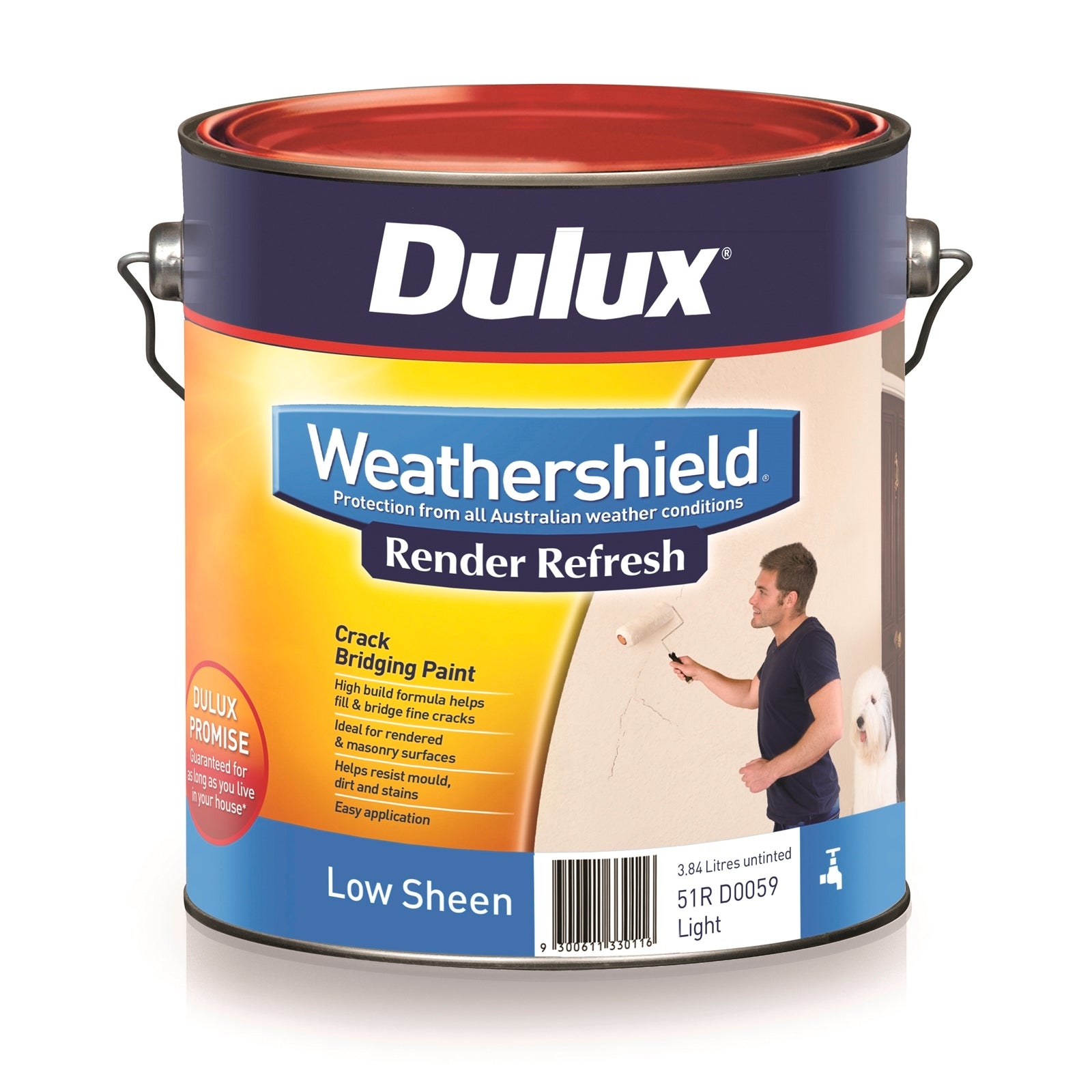 Dulux Weathershield Render Refresh 4L Exterior Paint White - Tintable Crack-Bridging Render Coating